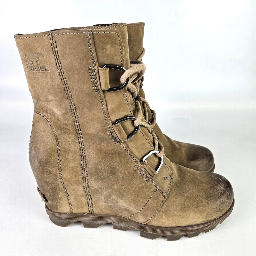Sorel Joan Of Arctic Wedge II Women's Ankle Boots Elk Brown Leather Size: 8.5